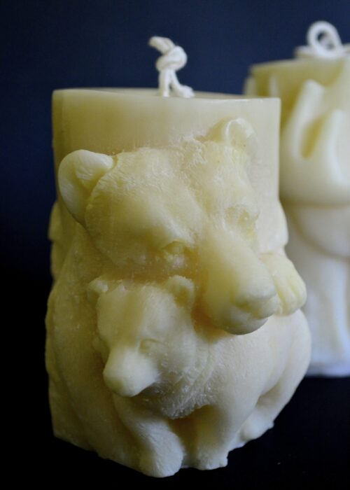 natural pillar candle Hugging Bears by La Salle BOTANIQUE