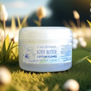 La Salle Botanique's nourishing body butter with a light, airy scent "Cotton Flower"