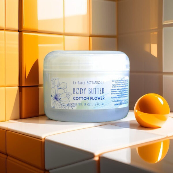 La Salle Botanique's nourishing body butter with a light, airy scent "Cotton Flower"