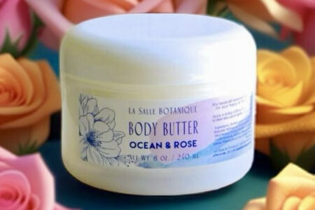 La Salle BOTANIQUE's Ocean & Rose Body Butter with the aquatic fragrance and shea butter.