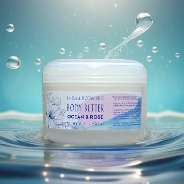 La Salle BOTANIQUE's Ocean & Rose Body Butter with the aquatic fragrance and shea butter.